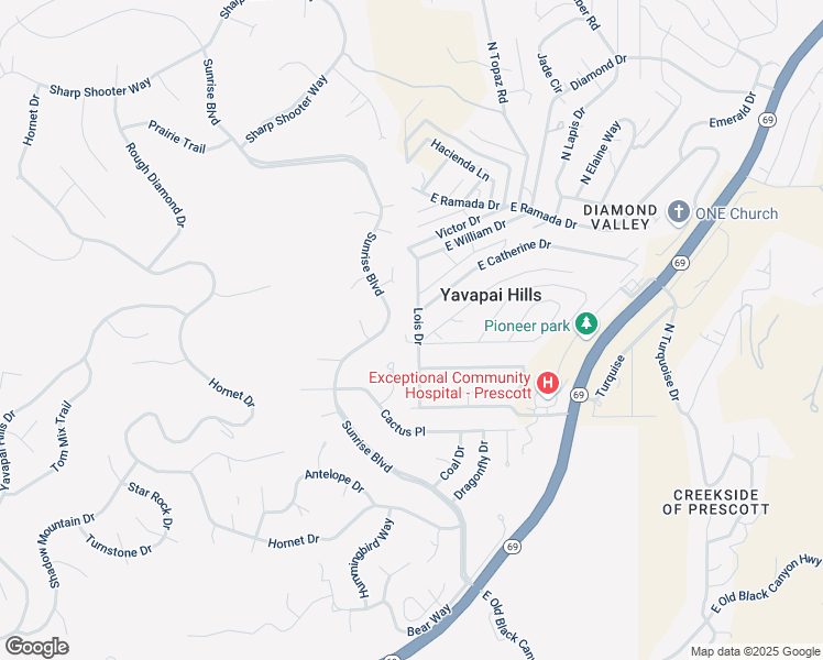 map of restaurants, bars, coffee shops, grocery stores, and more near 4541 East Gloria Drive in Prescott