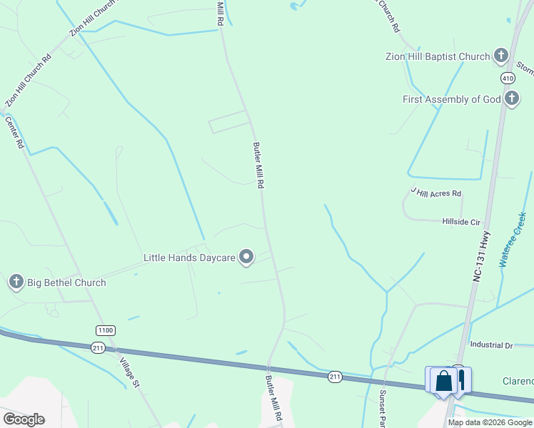 map of restaurants, bars, coffee shops, grocery stores, and more near 1715 Butler Mill Road in Bladenboro