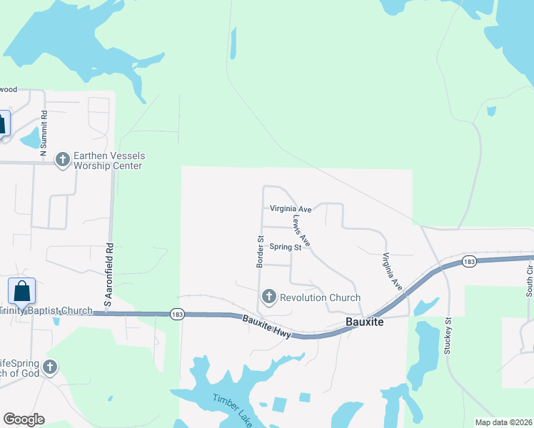 map of restaurants, bars, coffee shops, grocery stores, and more near 312 Border Street in Bauxite