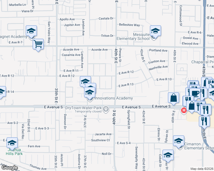 map of restaurants, bars, coffee shops, grocery stores, and more near 37328 Starcrest Street in Palmdale