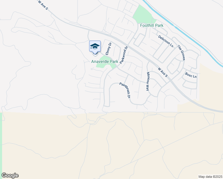 map of restaurants, bars, coffee shops, grocery stores, and more near 37347 Paintbrush Drive in Palmdale