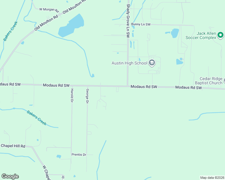map of restaurants, bars, coffee shops, grocery stores, and more near 3168 Modaus Road Southwest in Decatur