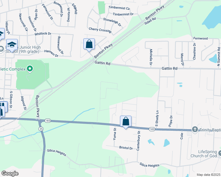 map of restaurants, bars, coffee shops, grocery stores, and more near 2513 Garden Drive in Benton