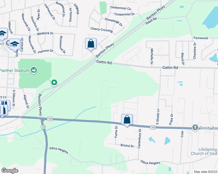 map of restaurants, bars, coffee shops, grocery stores, and more near 2521 Garden Drive in Benton