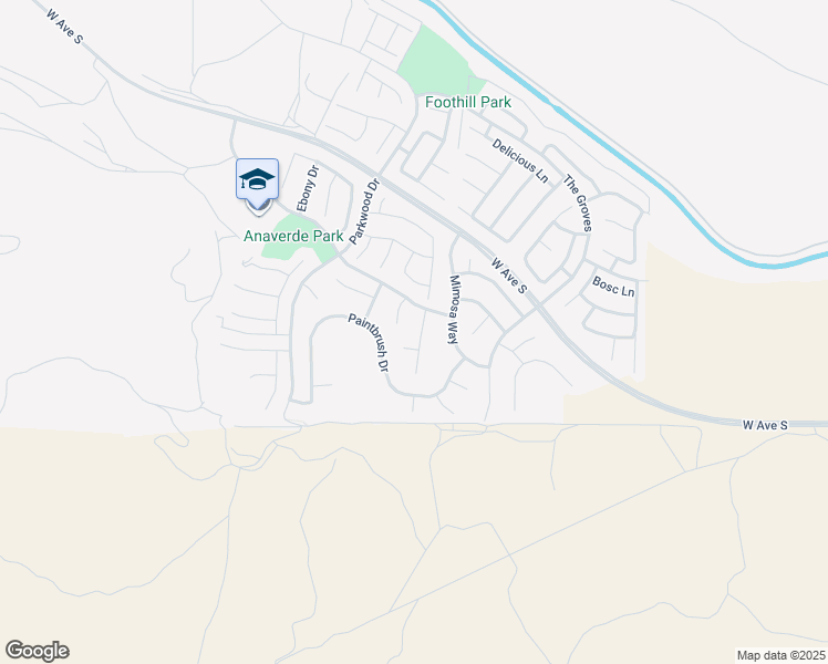 map of restaurants, bars, coffee shops, grocery stores, and more near 37305 Liana Lane in Palmdale