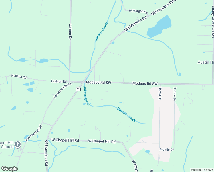 map of restaurants, bars, coffee shops, grocery stores, and more near 3560 Modaus Road Southwest in Decatur