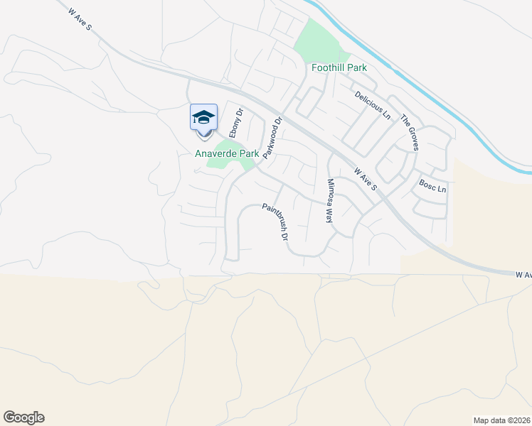 map of restaurants, bars, coffee shops, grocery stores, and more near 37335 Paintbrush Drive in Palmdale