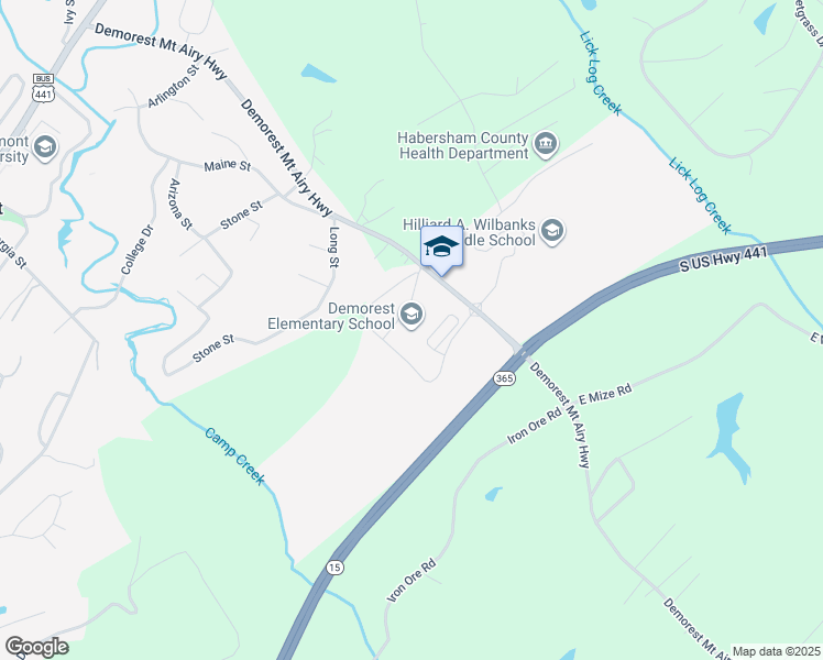 map of restaurants, bars, coffee shops, grocery stores, and more near 3116 Demorest Mount Airy Highway in Demorest