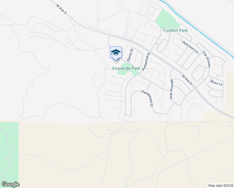 map of restaurants, bars, coffee shops, grocery stores, and more near 2812 Crocus Place in Palmdale