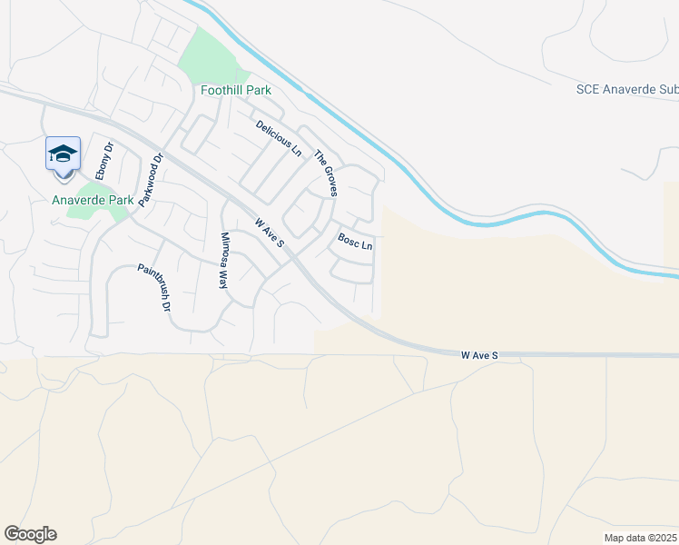 map of restaurants, bars, coffee shops, grocery stores, and more near 2121 Rhubarb Lane in Palmdale