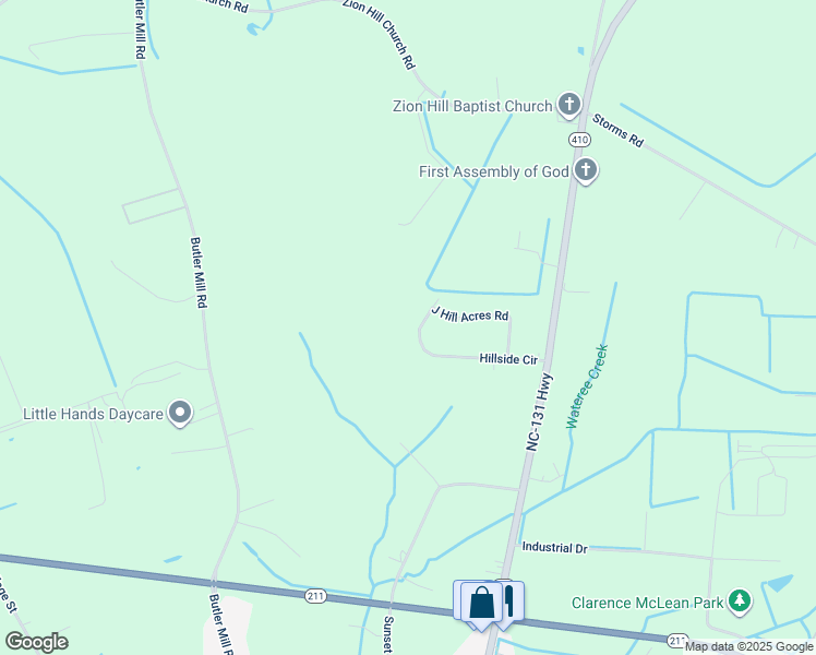 map of restaurants, bars, coffee shops, grocery stores, and more near 321 Hillside Circle in Bladenboro