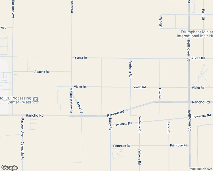 map of restaurants, bars, coffee shops, grocery stores, and more near Violet Road in Adelanto