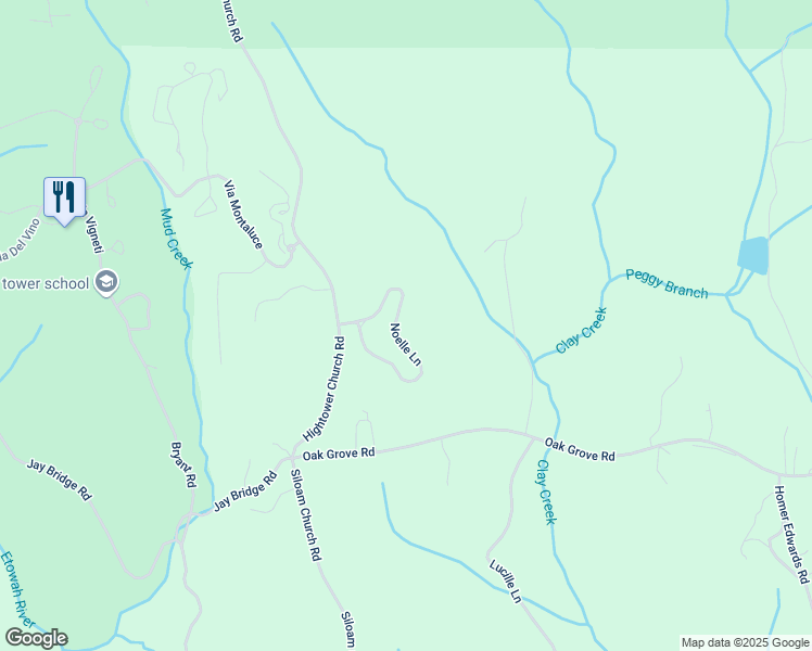map of restaurants, bars, coffee shops, grocery stores, and more near 400 Noelle Lane in Dahlonega