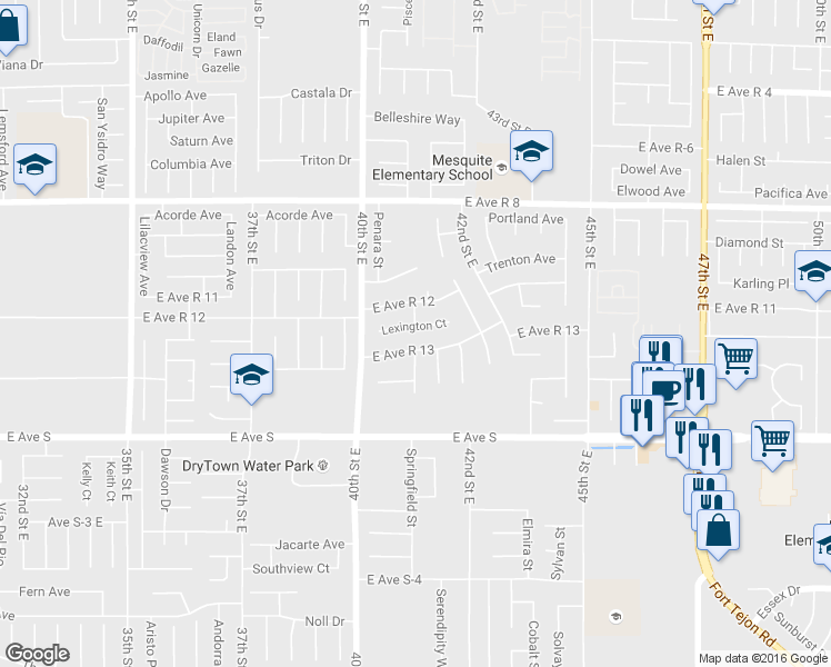 map of restaurants, bars, coffee shops, grocery stores, and more near 4062 Lexington Court in Palmdale