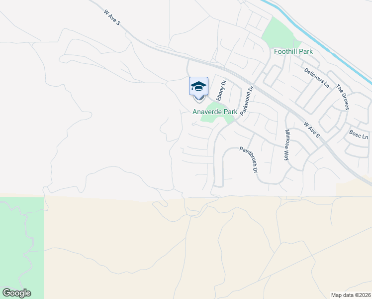 map of restaurants, bars, coffee shops, grocery stores, and more near 2906 Crocus Place in Palmdale