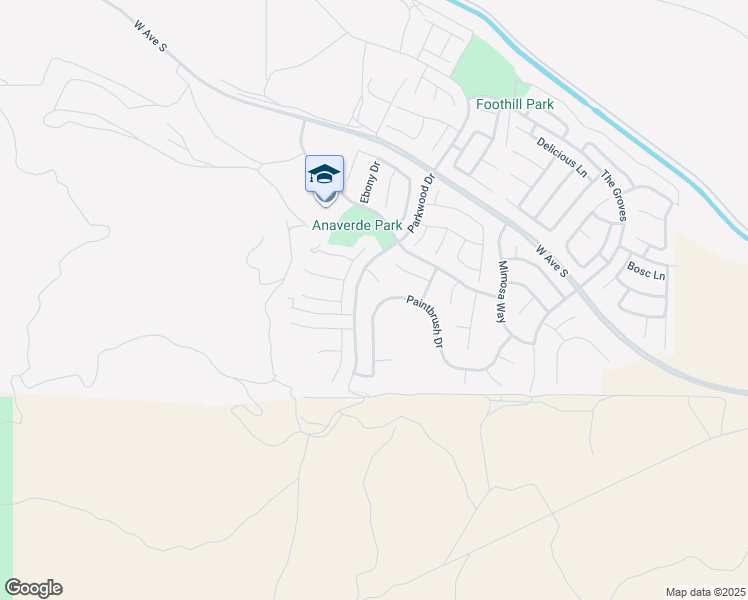 map of restaurants, bars, coffee shops, grocery stores, and more near 37351 Paintbrush Drive in Palmdale