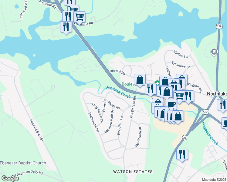map of restaurants, bars, coffee shops, grocery stores, and more near 4214 Hembree Creek Road in Anderson