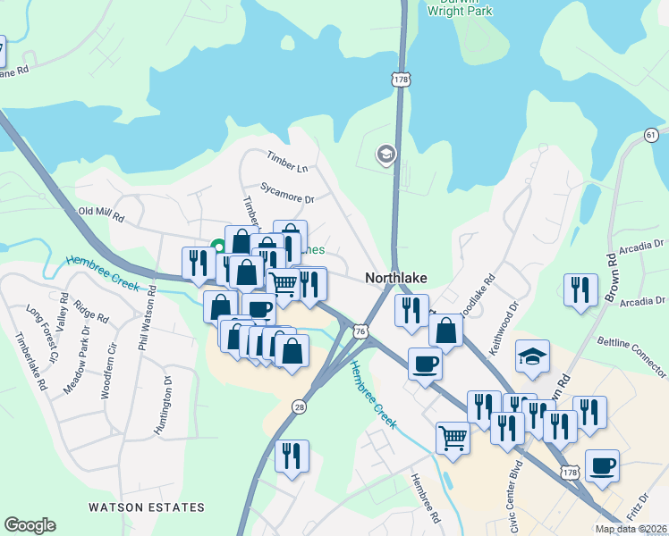 map of restaurants, bars, coffee shops, grocery stores, and more near 4301 Lexington Way in Anderson
