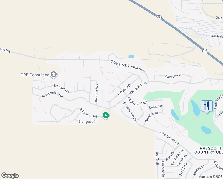 map of restaurants, bars, coffee shops, grocery stores, and more near 10666 Straight Arrow Road in Yavapai County