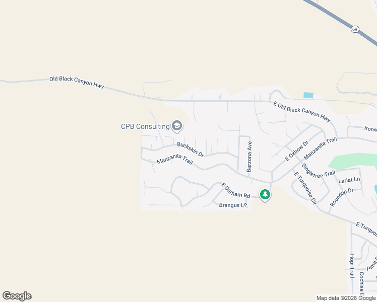 map of restaurants, bars, coffee shops, grocery stores, and more near 10247 Buckskin Drive in Yavapai County