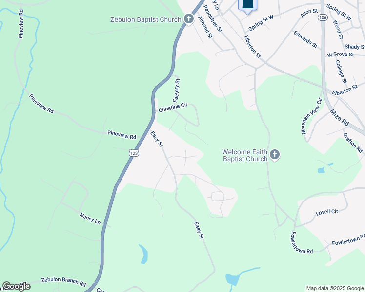 map of restaurants, bars, coffee shops, grocery stores, and more near 82 Terri Lane in Toccoa