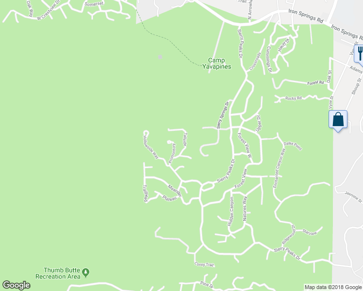 map of restaurants, bars, coffee shops, grocery stores, and more near 1434 Tallside in Prescott