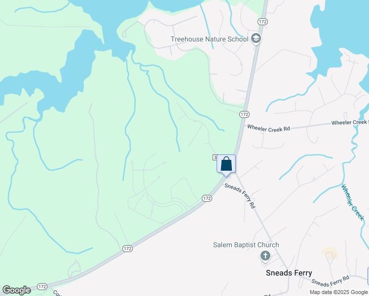 map of restaurants, bars, coffee shops, grocery stores, and more near 128 Katrina Street in Sneads Ferry