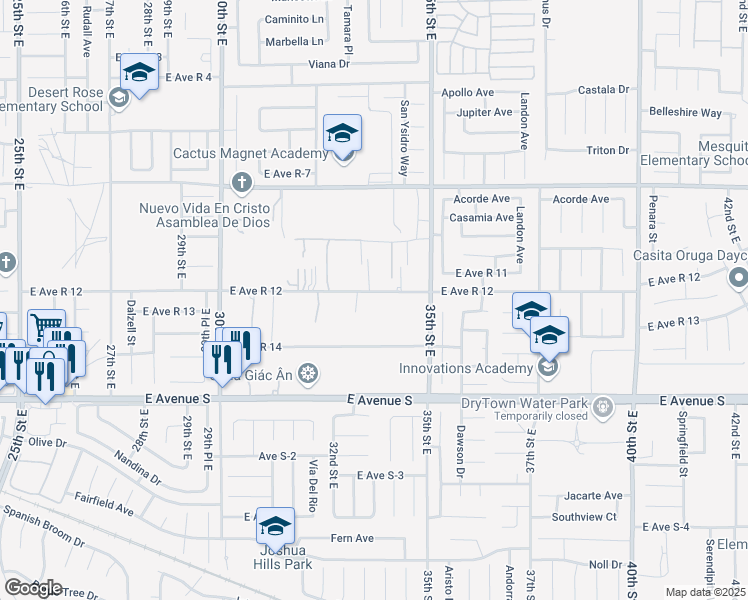 map of restaurants, bars, coffee shops, grocery stores, and more near 3270 East Avenue R12 in Palmdale