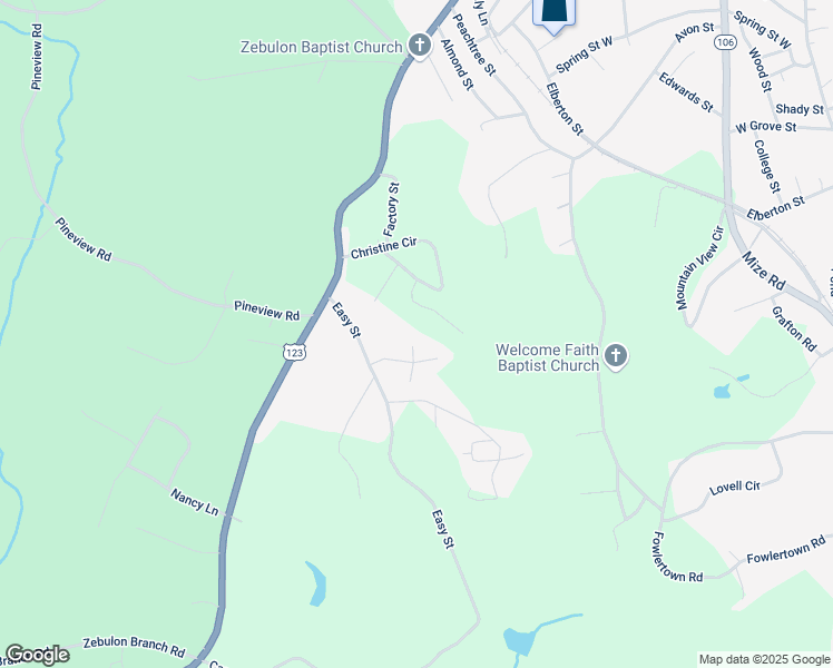 map of restaurants, bars, coffee shops, grocery stores, and more near 82 Terri Lane in Toccoa