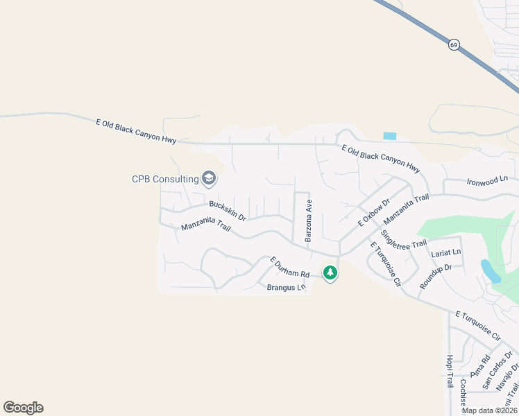 map of restaurants, bars, coffee shops, grocery stores, and more near 10052-10104 Buckskin Drive in Yavapai County