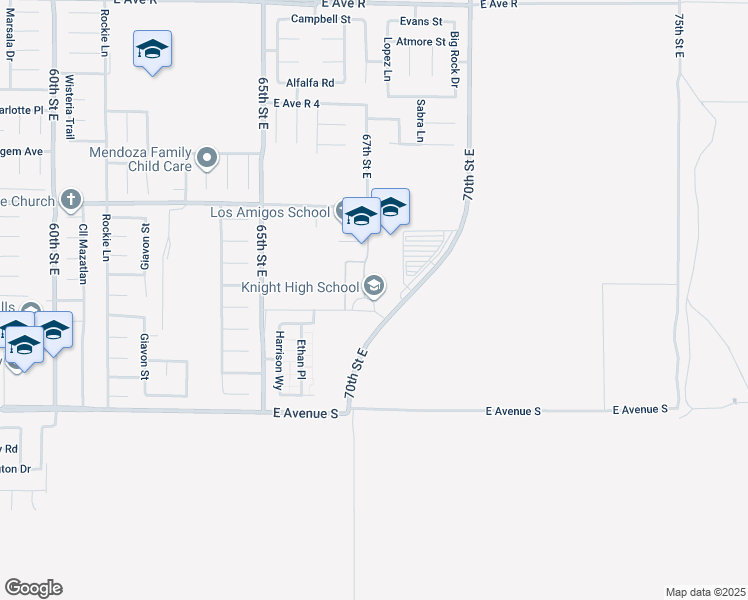 map of restaurants, bars, coffee shops, grocery stores, and more near 37423 70th Street East in Palmdale