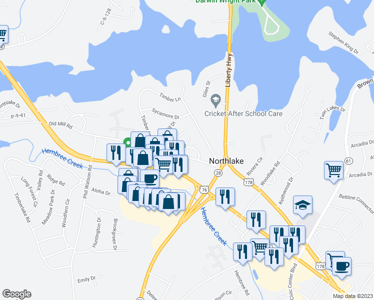 map of restaurants, bars, coffee shops, grocery stores, and more near 4317 Lexington Way in Anderson