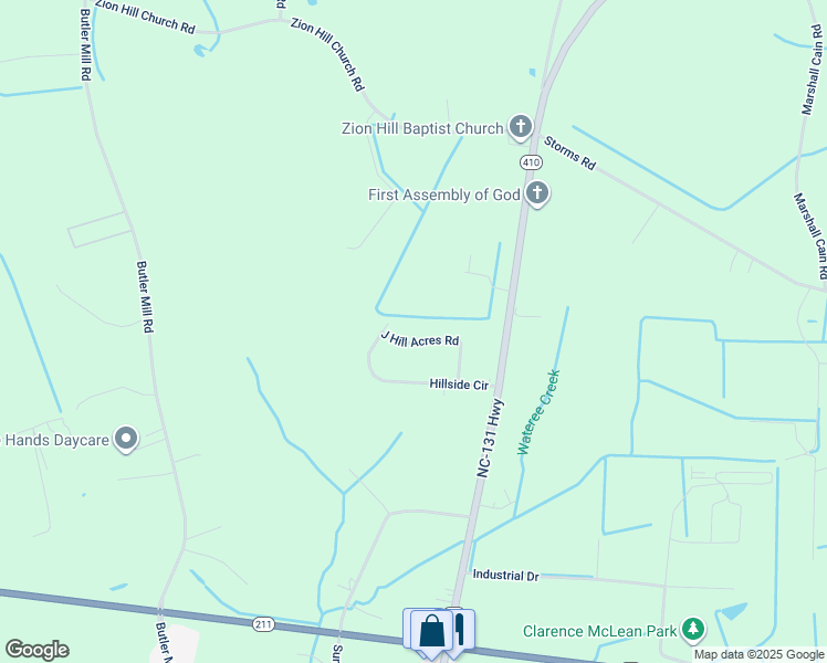 map of restaurants, bars, coffee shops, grocery stores, and more near 190 J Hill Acres Road in Bladenboro