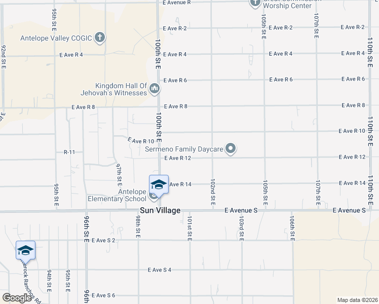 map of restaurants, bars, coffee shops, grocery stores, and more near 10108 East Avenue R 12 in Littlerock