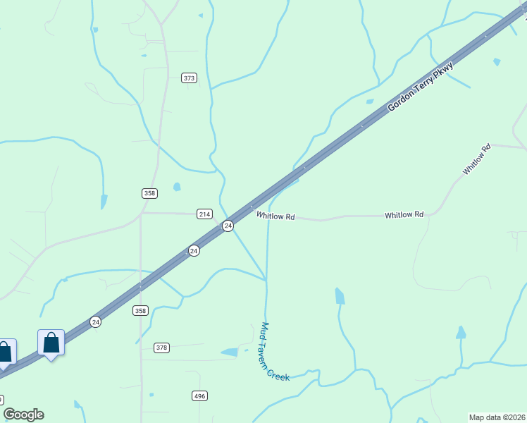 map of restaurants, bars, coffee shops, grocery stores, and more near Whitlow Road in Decatur