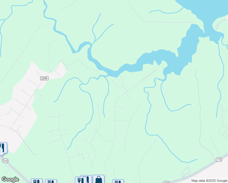 map of restaurants, bars, coffee shops, grocery stores, and more near 109 Ruby Yopp Circle in Sneads Ferry
