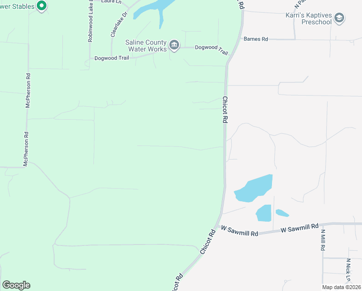 map of restaurants, bars, coffee shops, grocery stores, and more near 20300 Chicot Road in Saline County