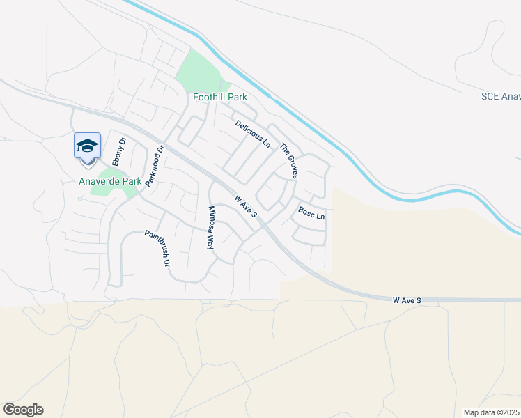 map of restaurants, bars, coffee shops, grocery stores, and more near 2232 Compote Circle in Palmdale