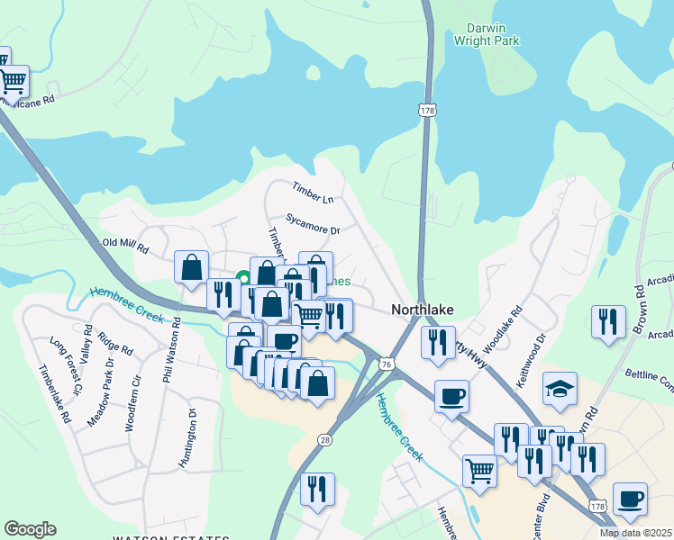 map of restaurants, bars, coffee shops, grocery stores, and more near 210 Old North Church Road in Anderson