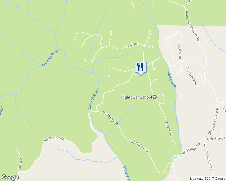 map of restaurants, bars, coffee shops, grocery stores, and more near Strada Del Vino in Lumpkin County