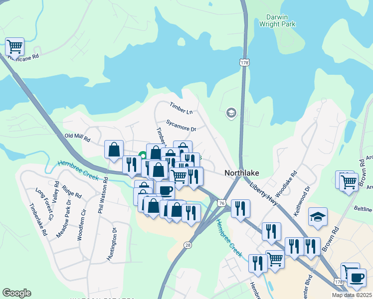 map of restaurants, bars, coffee shops, grocery stores, and more near 609 Holly Hill Drive in Anderson