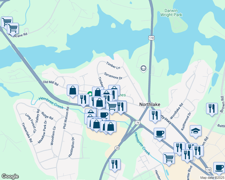 map of restaurants, bars, coffee shops, grocery stores, and more near 609 Holly Hill Drive in Anderson