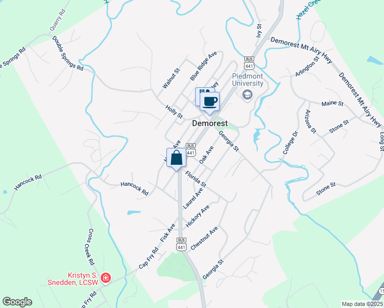 map of restaurants, bars, coffee shops, grocery stores, and more near 777 Central Avenue in Demorest
