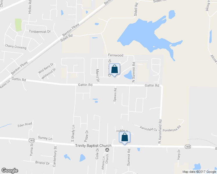 map of restaurants, bars, coffee shops, grocery stores, and more near 3609 Gattin Road in Benton