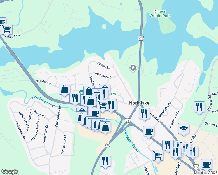map of restaurants, bars, coffee shops, grocery stores, and more near 210 Old North Church Road in Anderson