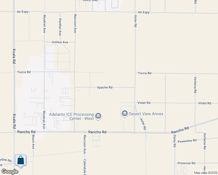 map of restaurants, bars, coffee shops, grocery stores, and more near Apache Road in Adelanto
