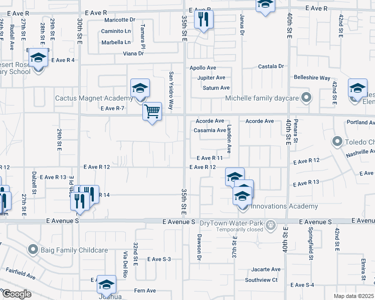 map of restaurants, bars, coffee shops, grocery stores, and more near 37443 Lilacview Avenue in Palmdale