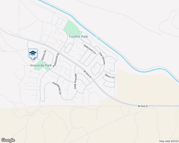 map of restaurants, bars, coffee shops, grocery stores, and more near 2300 Compote Circle in Palmdale