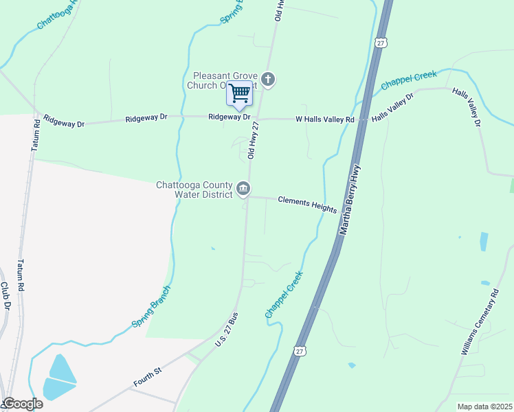 map of restaurants, bars, coffee shops, grocery stores, and more near 1636 Old Highway 27 in Trion