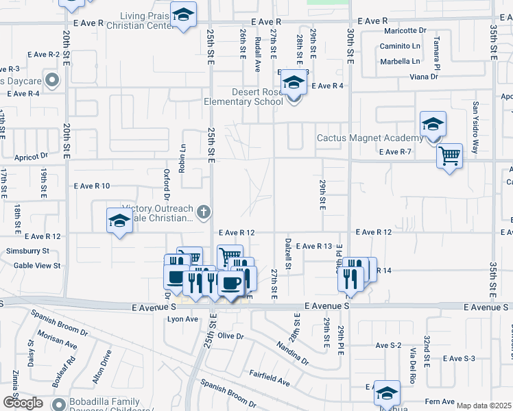 map of restaurants, bars, coffee shops, grocery stores, and more near in Lake Los Angeles